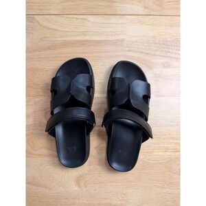 Black Platform Slide Sandals Women's Cutout Strap Size 7.5